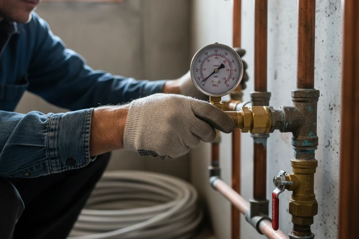 Pressure testing a repaired line during Water Line Repair in Bridgehampton